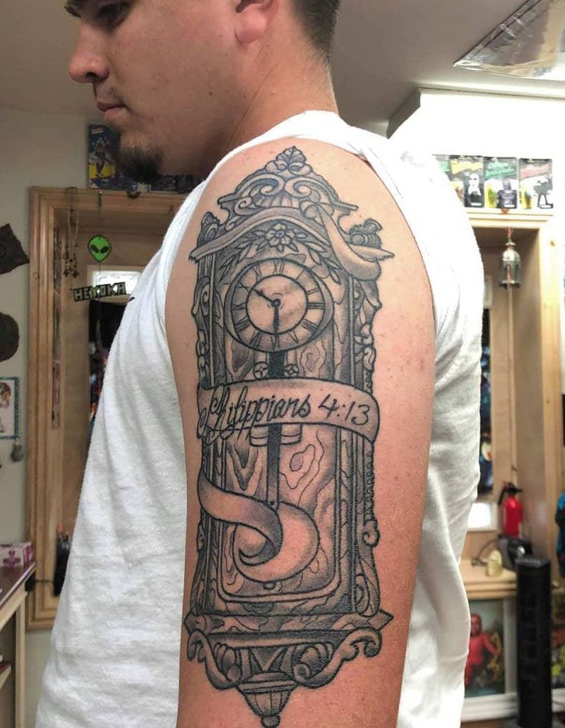 30 Pretty Grandfather Clock Tattoos for Inspiration