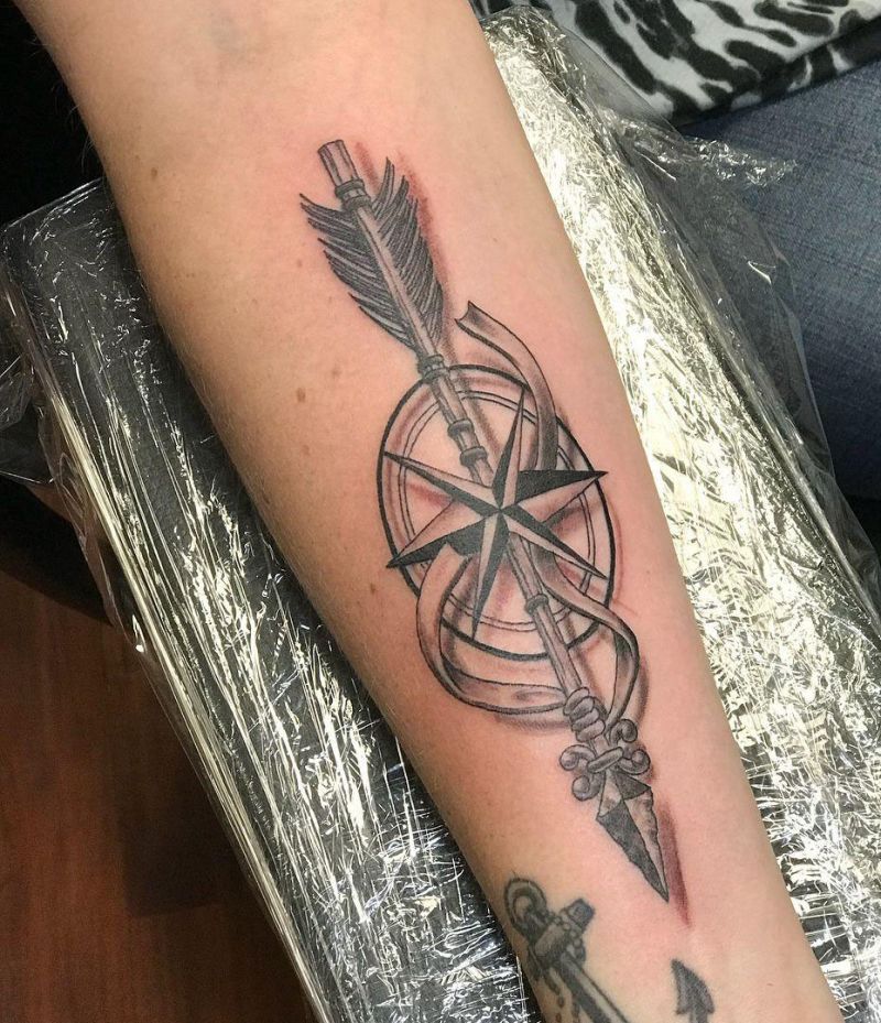 30 Pretty Arrow Compass Tattoos to Inspire You