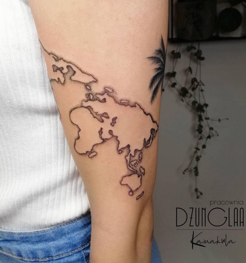 30 Unique World Map Tattoos Make You Love The World