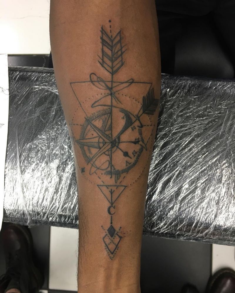 30 Pretty Arrow Compass Tattoos to Inspire You