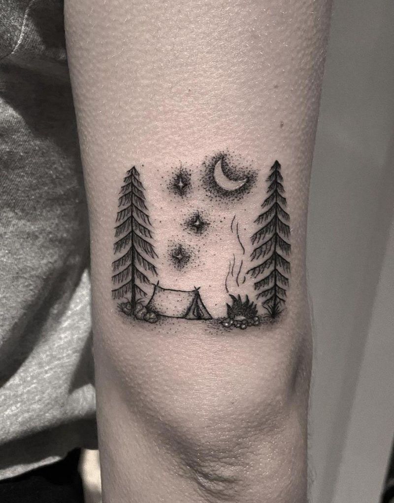 30 Pretty Camp Tattoos You Will Love