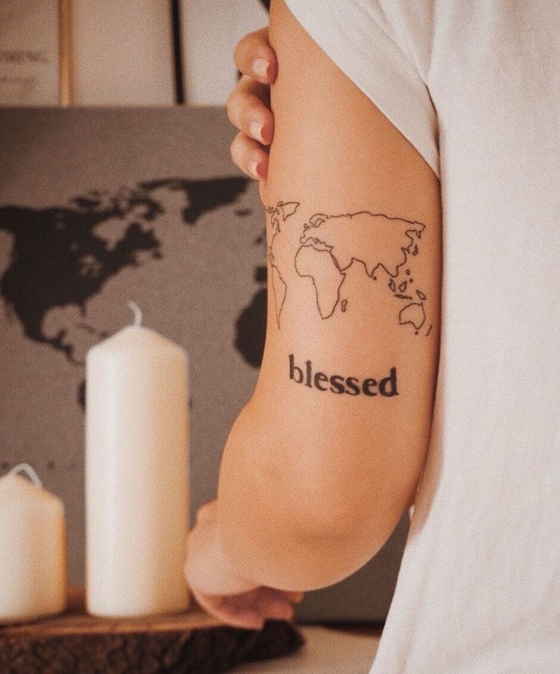 30 Unique World Map Tattoos Make You Love The World