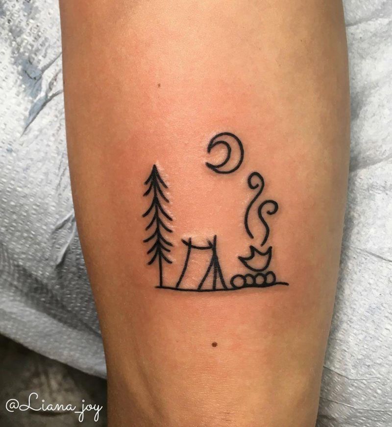 30 Pretty Camp Tattoos You Will Love