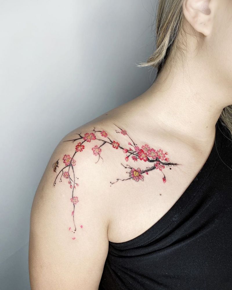 30 Pretty Cherry Blossom Tattoos Make You Charming