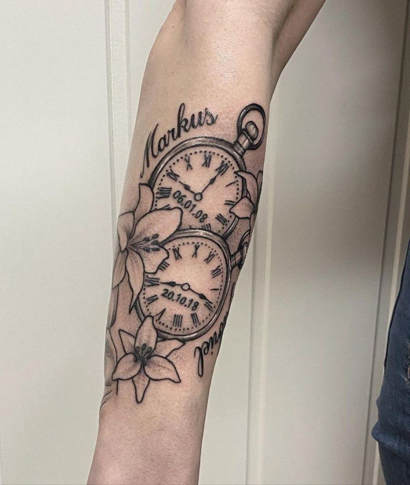 30 Pretty Pocket Watch Tattoos You Must Try