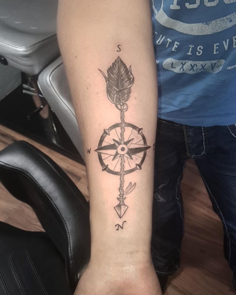 30 Pretty Arrow Compass Tattoos to Inspire You