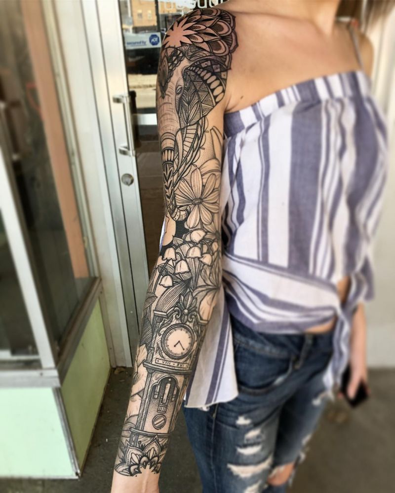 30 Pretty Grandfather Clock Tattoos for Inspiration