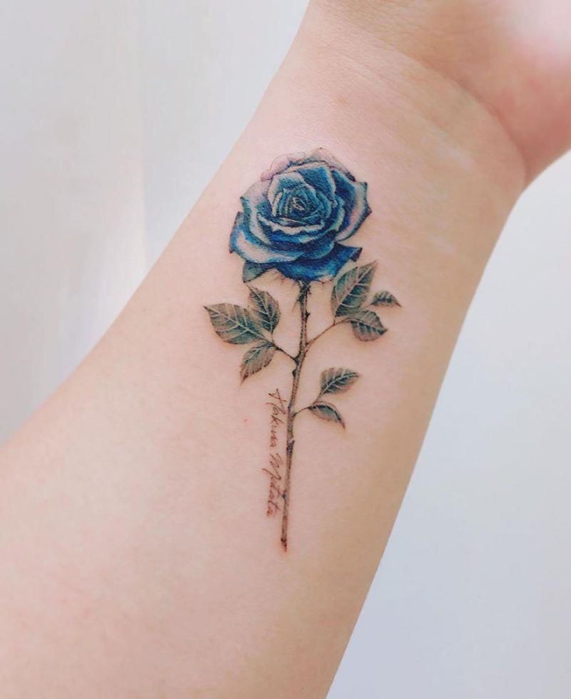 30 Pretty Blue Rose Tattoos You Must Try