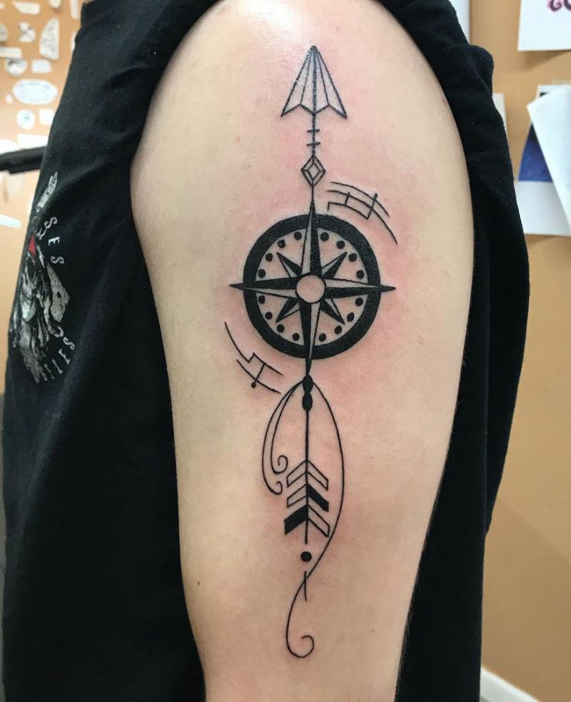 30 Pretty Arrow Compass Tattoos to Inspire You