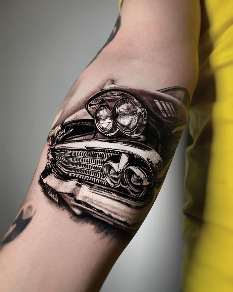 30 Pretty Car Tattoos for Inspiration