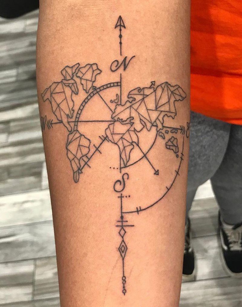 30 Unique World Map Tattoos Make You Love The World