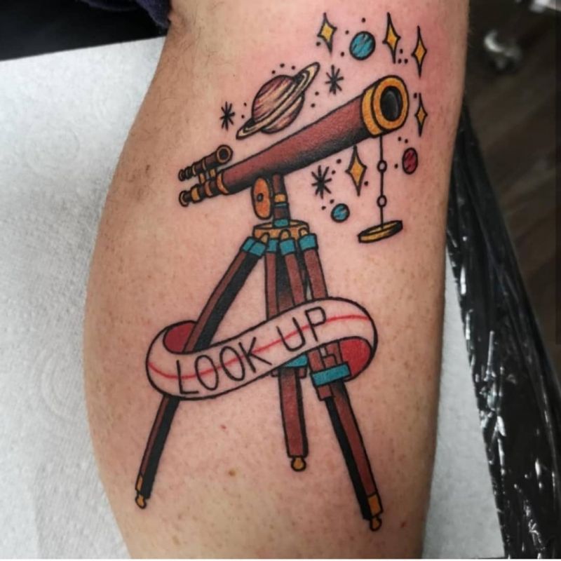 30 Pretty Telescope Tattoos You Will Love