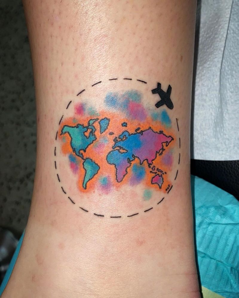 30 Unique World Map Tattoos Make You Love The World