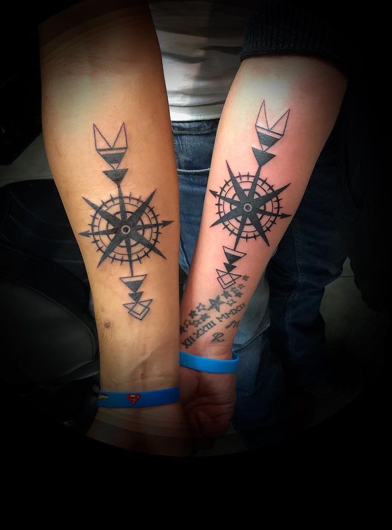 30 Pretty Arrow Compass Tattoos to Inspire You