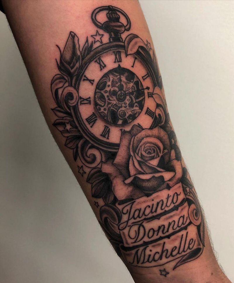 30 Pretty Pocket Watch Tattoos You Must Try