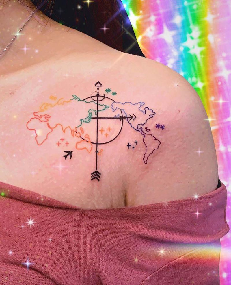 30 Unique World Map Tattoos Make You Love The World