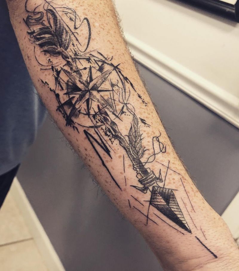 30 Pretty Arrow Compass Tattoos to Inspire You