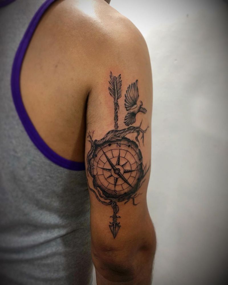 30 Pretty Arrow Compass Tattoos to Inspire You