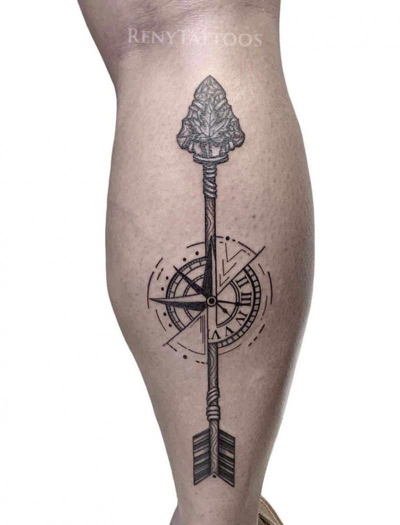 30 Pretty Arrow Compass Tattoos to Inspire You