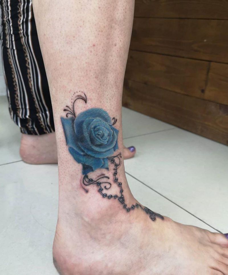 30 Pretty Blue Rose Tattoos You Must Try