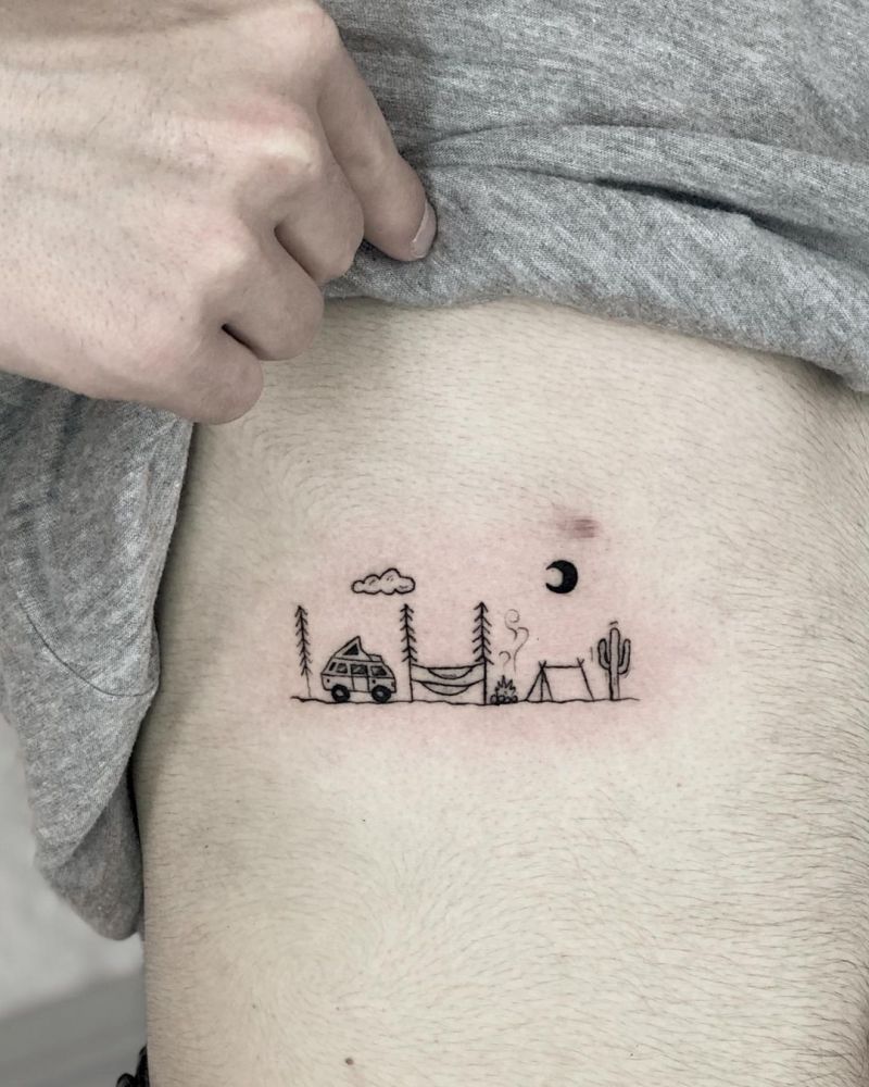 30 Pretty Camp Tattoos You Will Love