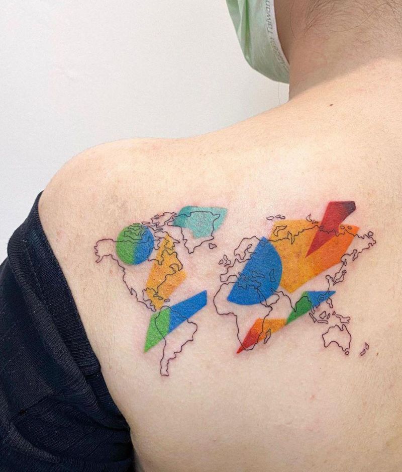 30 Unique World Map Tattoos Make You Love The World