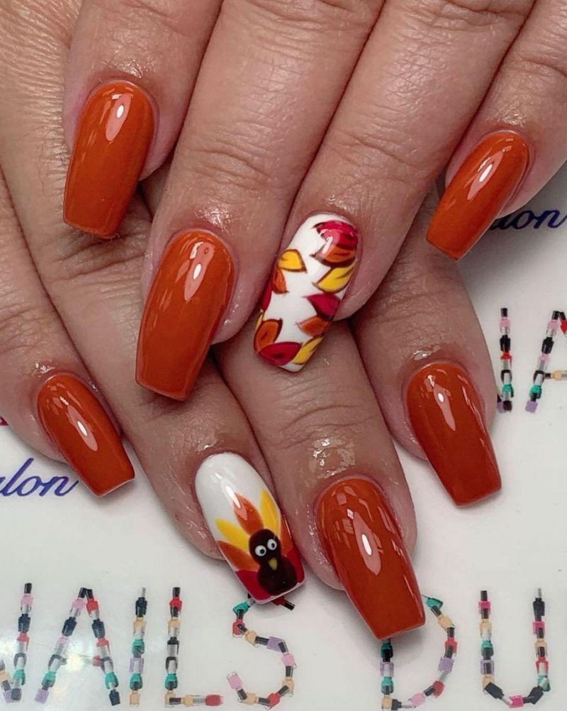 30 Trendy Thanksgiving Turkey Nails