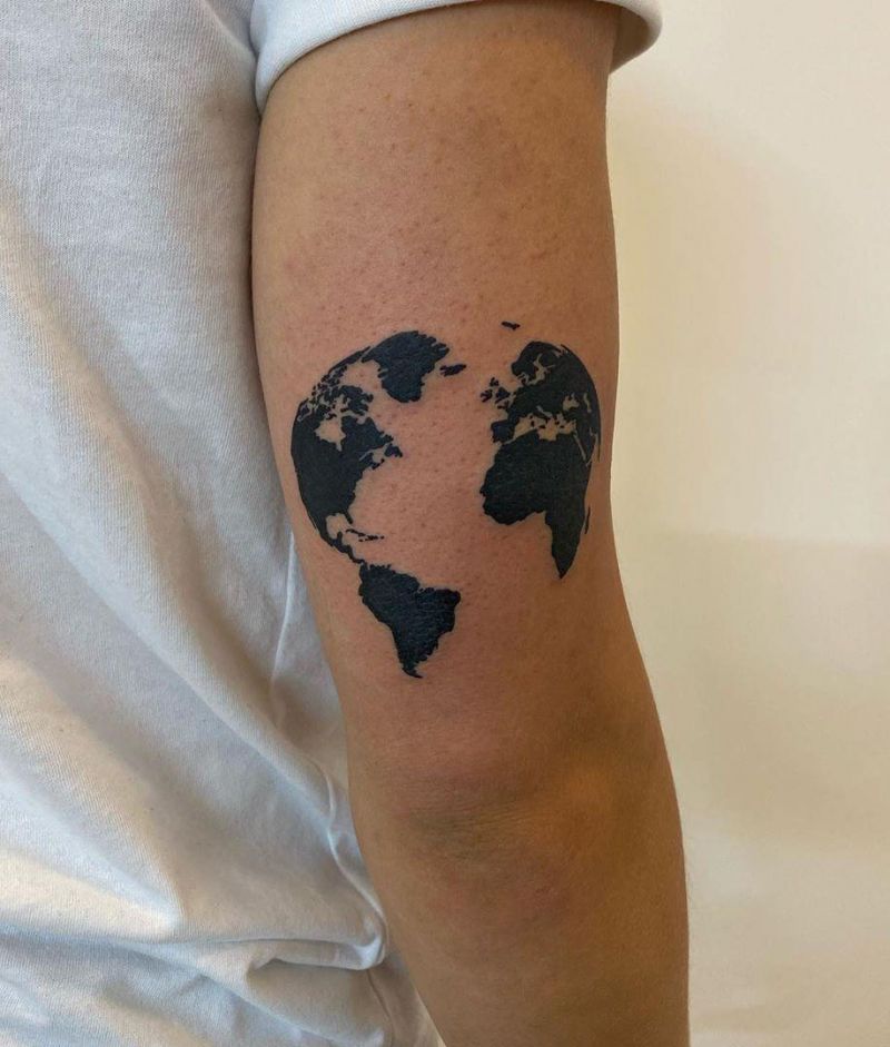 30 Unique World Map Tattoos Make You Love The World