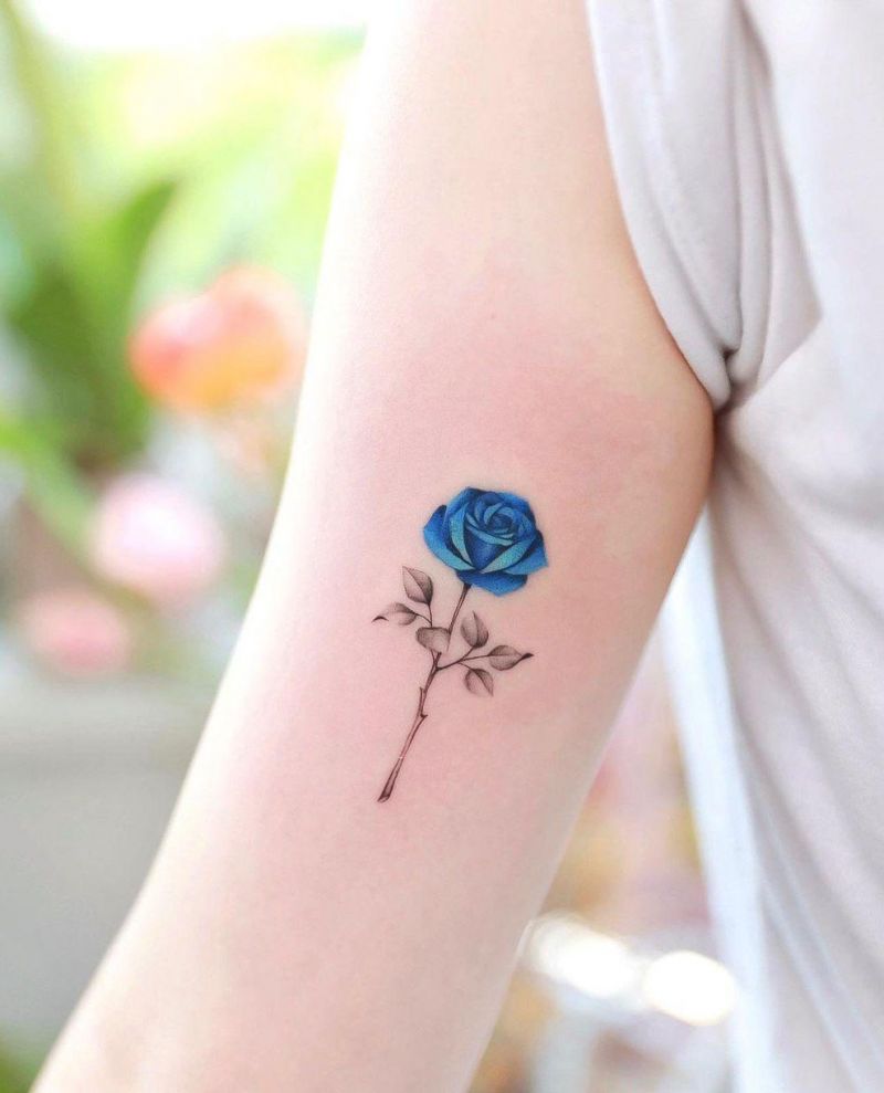 30 Pretty Blue Rose Tattoos You Must Try