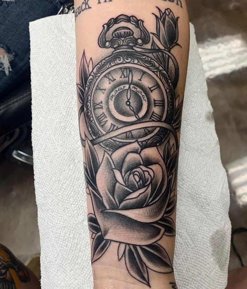 30 Pretty Stopwatch Tattoos You Will Love