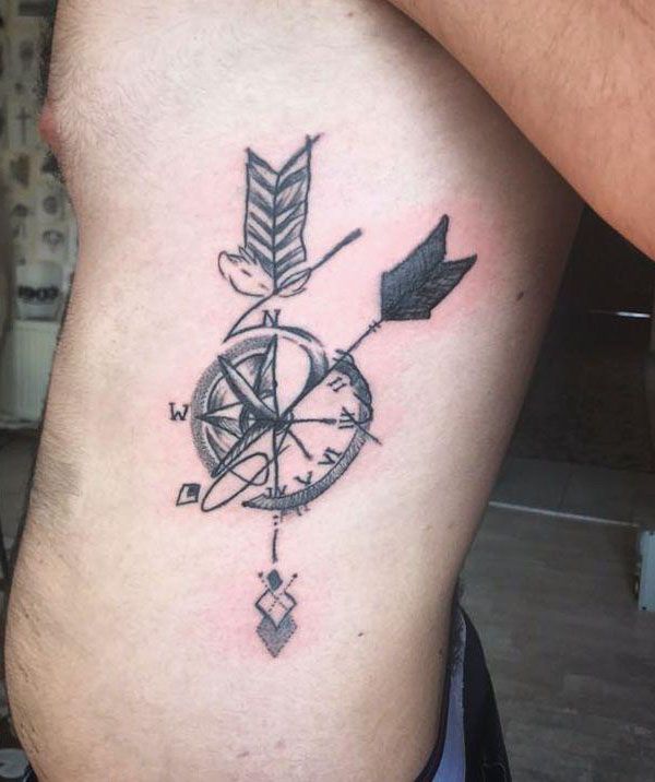 30 Pretty Arrow Compass Tattoos to Inspire You