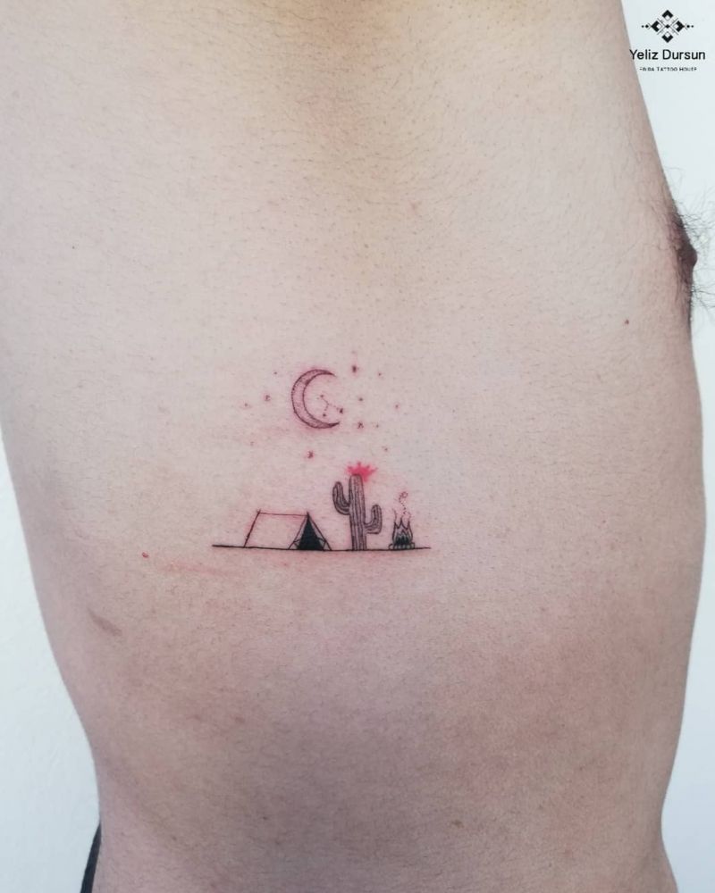 30 Pretty Camp Tattoos You Will Love