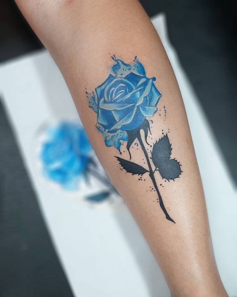 30 Pretty Blue Rose Tattoos You Must Try