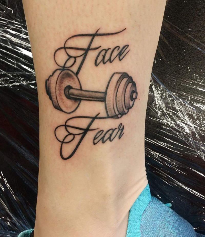 30 Pretty Dumbbell Tattoos to Inspire You