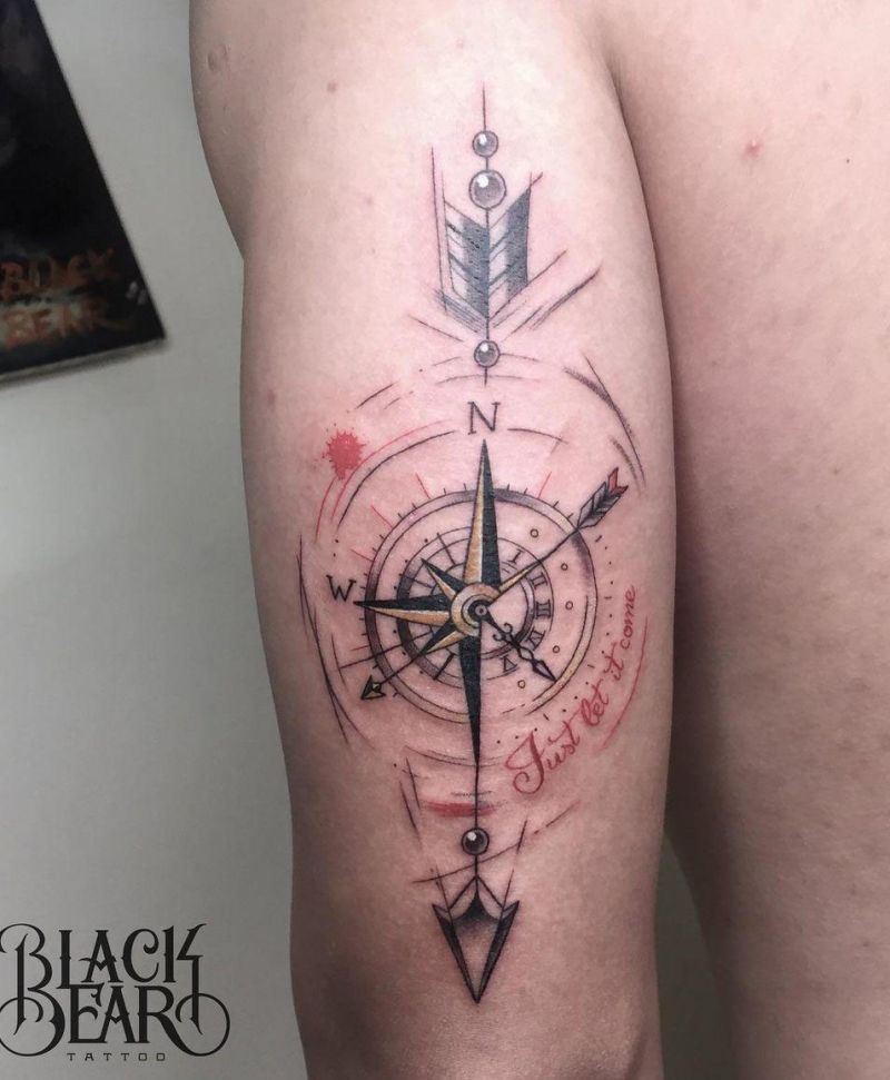 30 Pretty Arrow Compass Tattoos to Inspire You