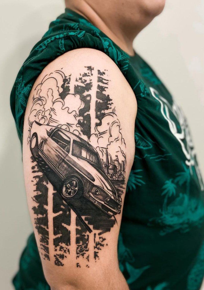 30 Pretty Car Tattoos for Inspiration