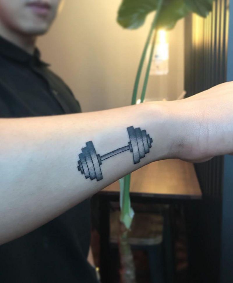 30 Pretty Dumbbell Tattoos to Inspire You