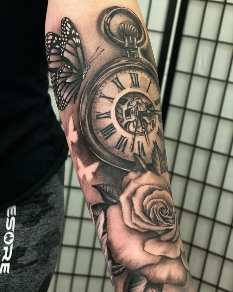 30 Pretty Pocket Watch Tattoos You Must Try