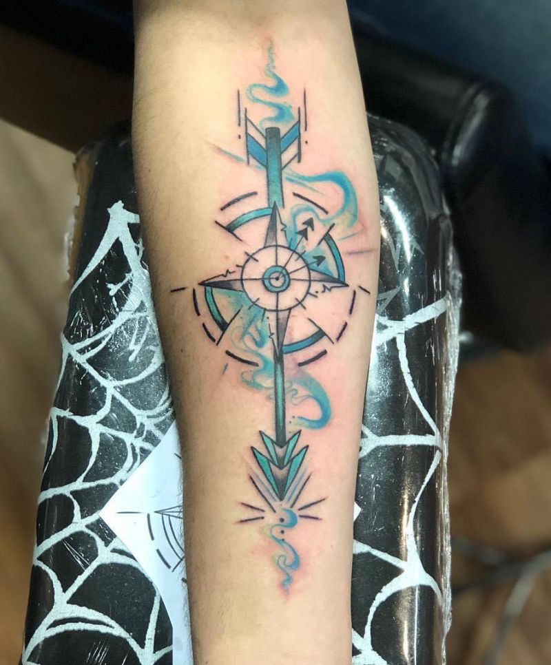 30 Pretty Arrow Compass Tattoos to Inspire You