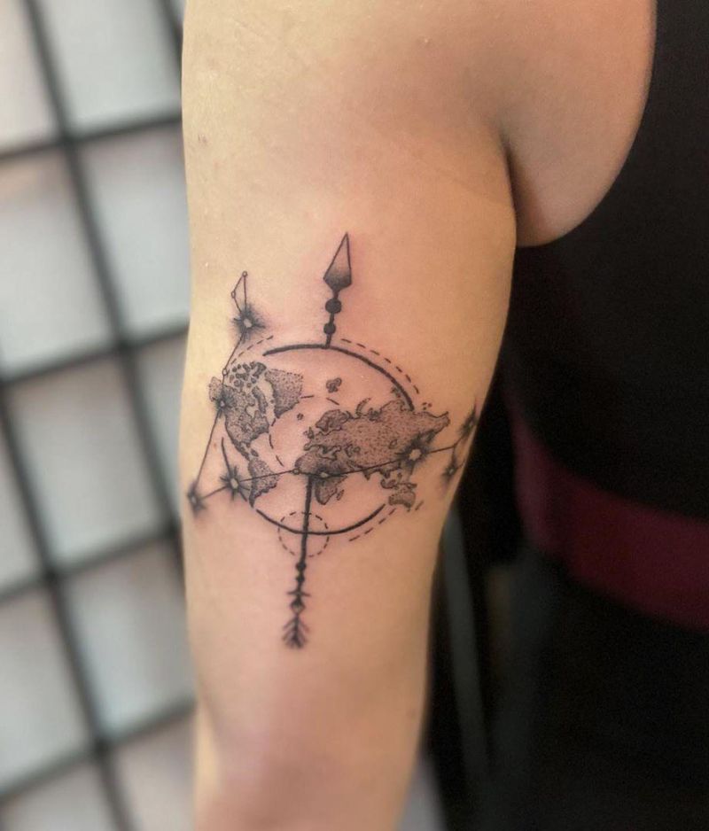 30 Unique World Map Tattoos Make You Love The World