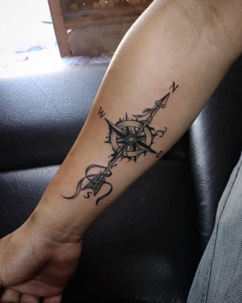 30 Pretty Arrow Compass Tattoos to Inspire You
