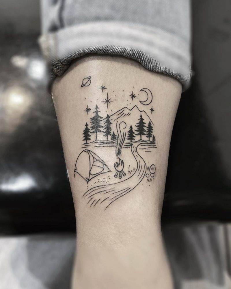 30 Pretty Camp Tattoos You Will Love