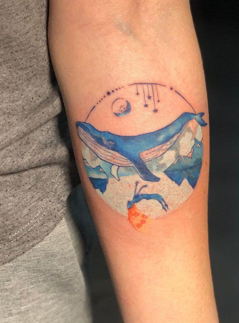 30 Pretty Blue Whale Tattoos You Will Love