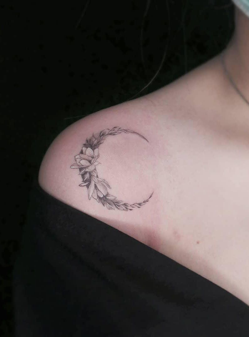 30 Pretty Floral Moon Tattoos Light Up Your Life