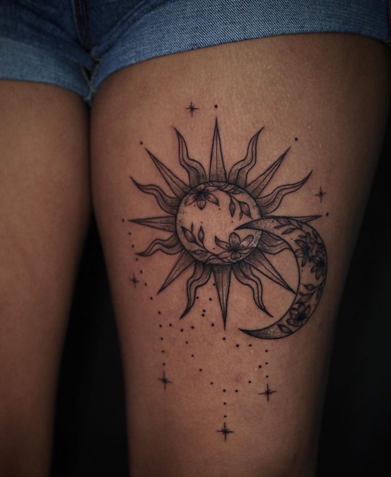 30 Pretty Sun and moon Tattoos Show Your Temperament