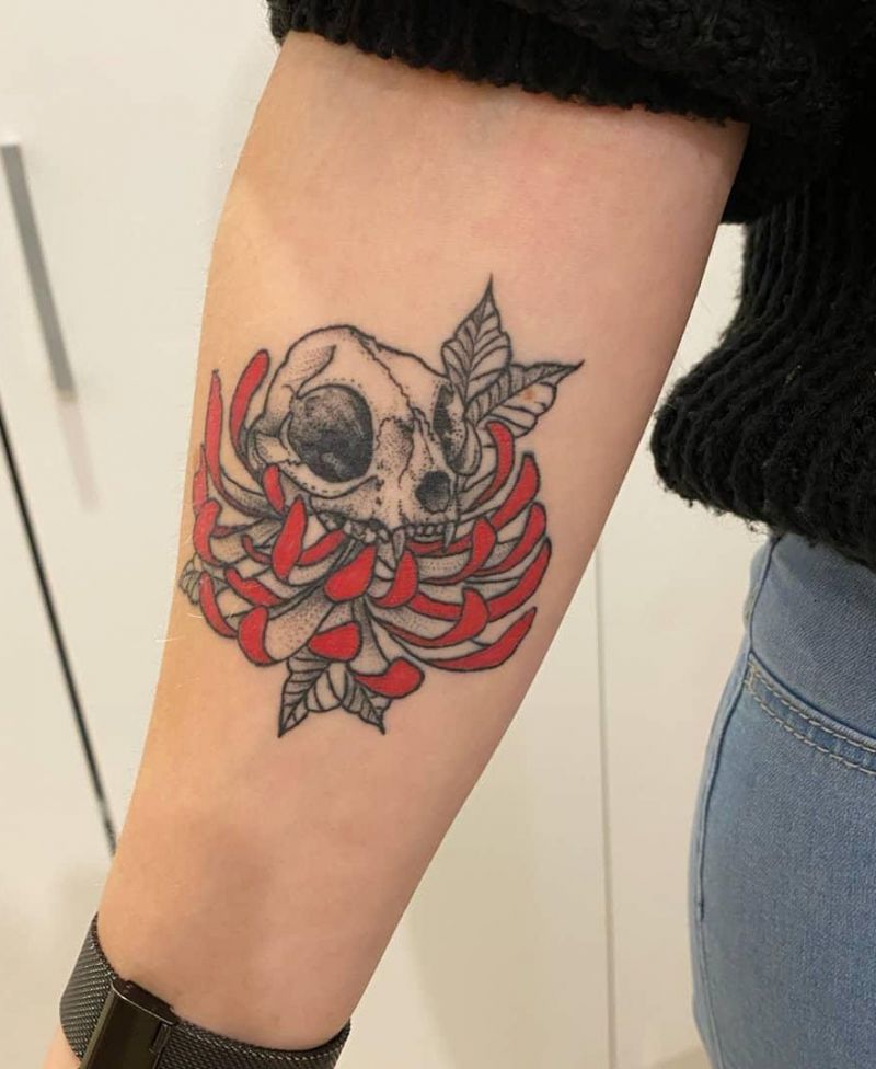 30 Pretty Cat Skull Tattoos You Will Love