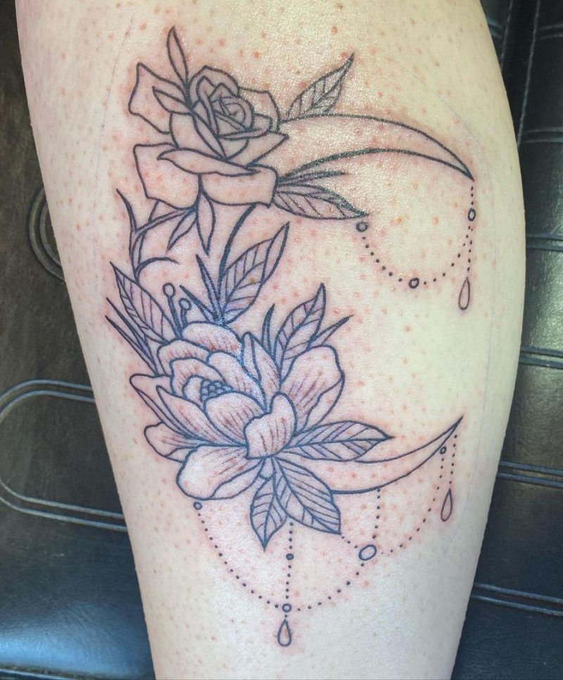 30 Pretty Floral Moon Tattoos Light Up Your Life