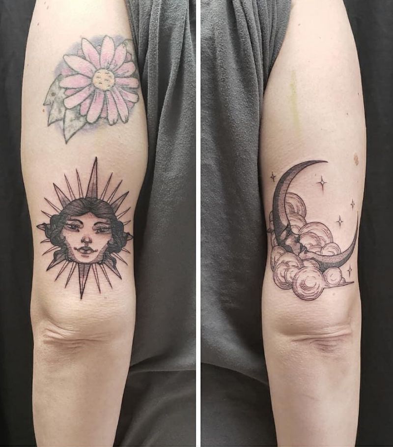 30 Pretty Sun and moon Tattoos Show Your Temperament