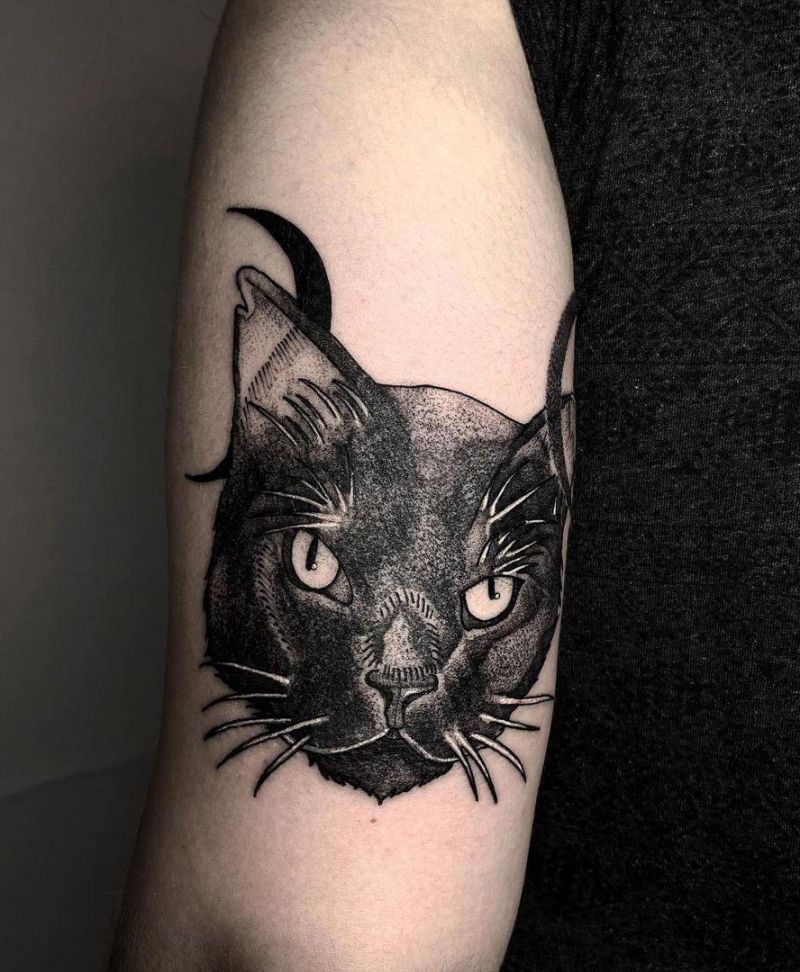 30 Pretty Black Cat Tattoos to Inspire You