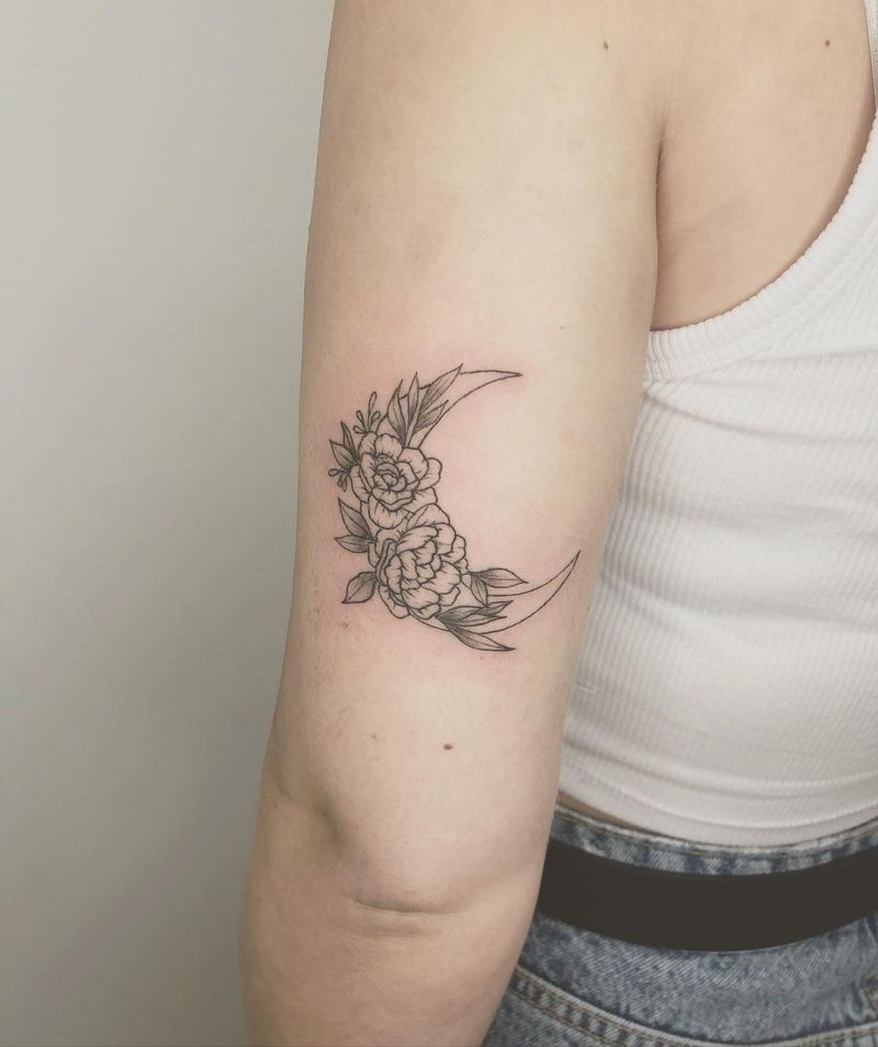 30 Pretty Floral Moon Tattoos Light Up Your Life